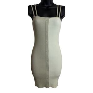 Ramona Womens Small Ribbed Bodycon Knit Dress Size Small Green Spaghetti Strap
